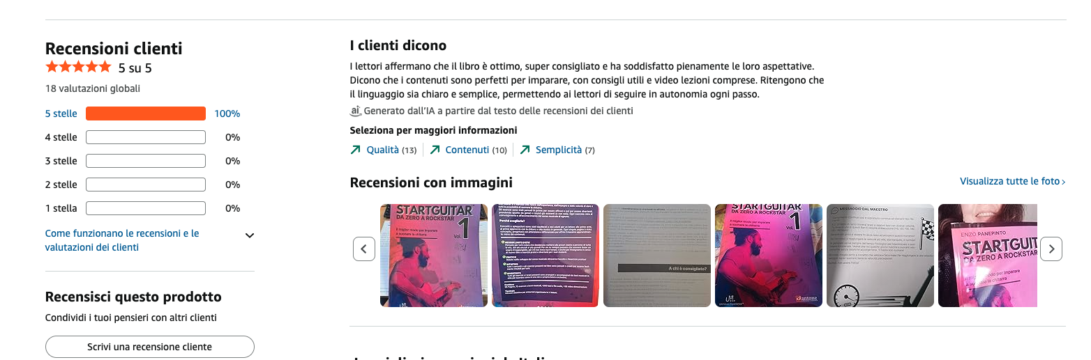 Alcune recensioni Amazon di Startguitar