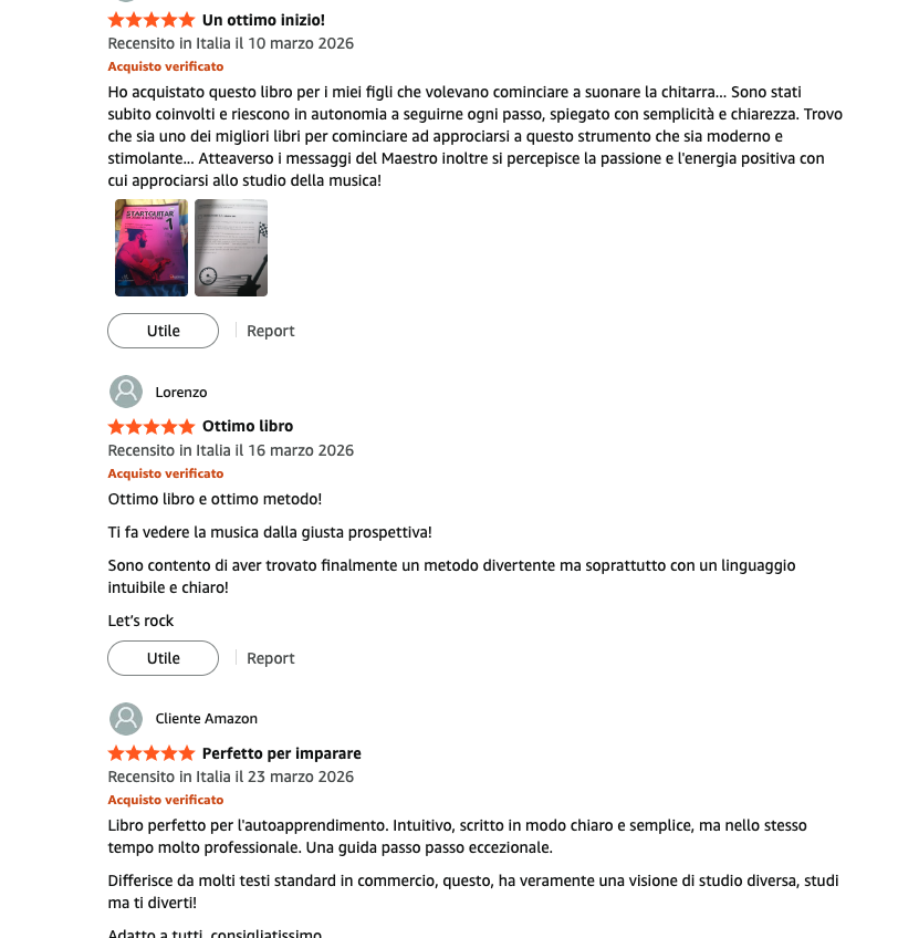 Alcune recensioni amazon startguitar vol.1